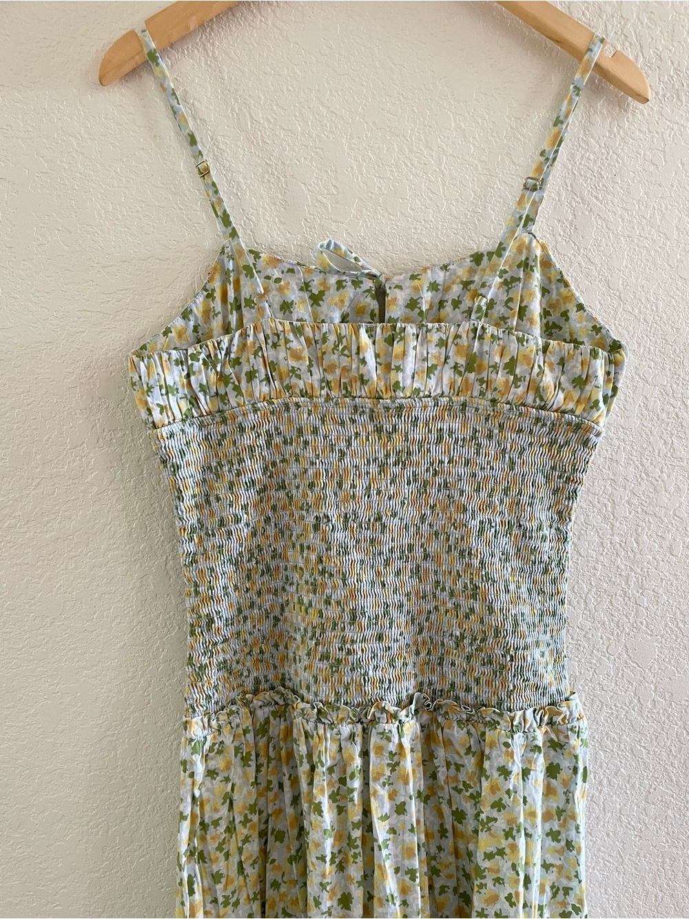 NWT Free People Floral Smocked Midi Dress M Milkmaid Prairie Cottagecore Boho - Picture 9 of 12